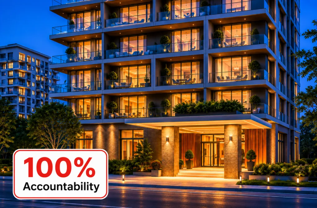 Commercial property supported by security guards